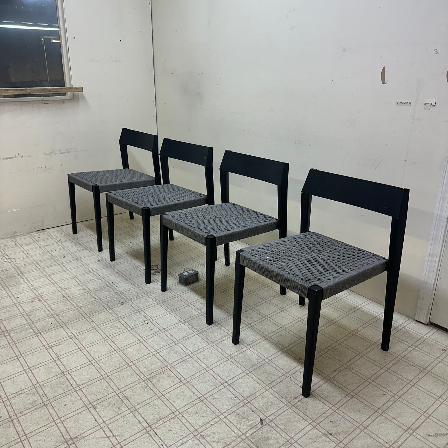 Mid-Century Modern Grey Metal Dining Chairs (x4)