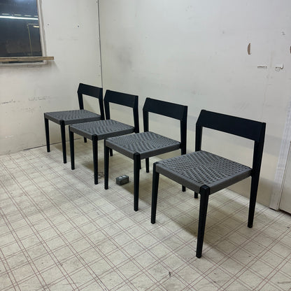 Mid-Century Modern Grey Metal Dining Chairs (x4)