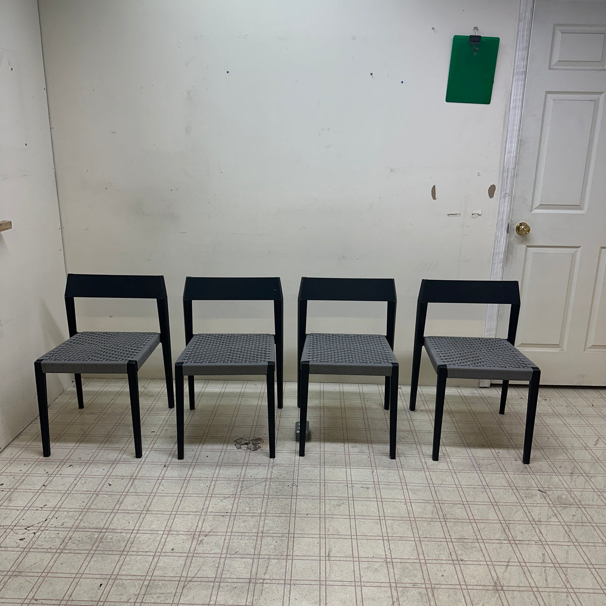 Mid-Century Modern Grey Metal Dining Chairs (x4)