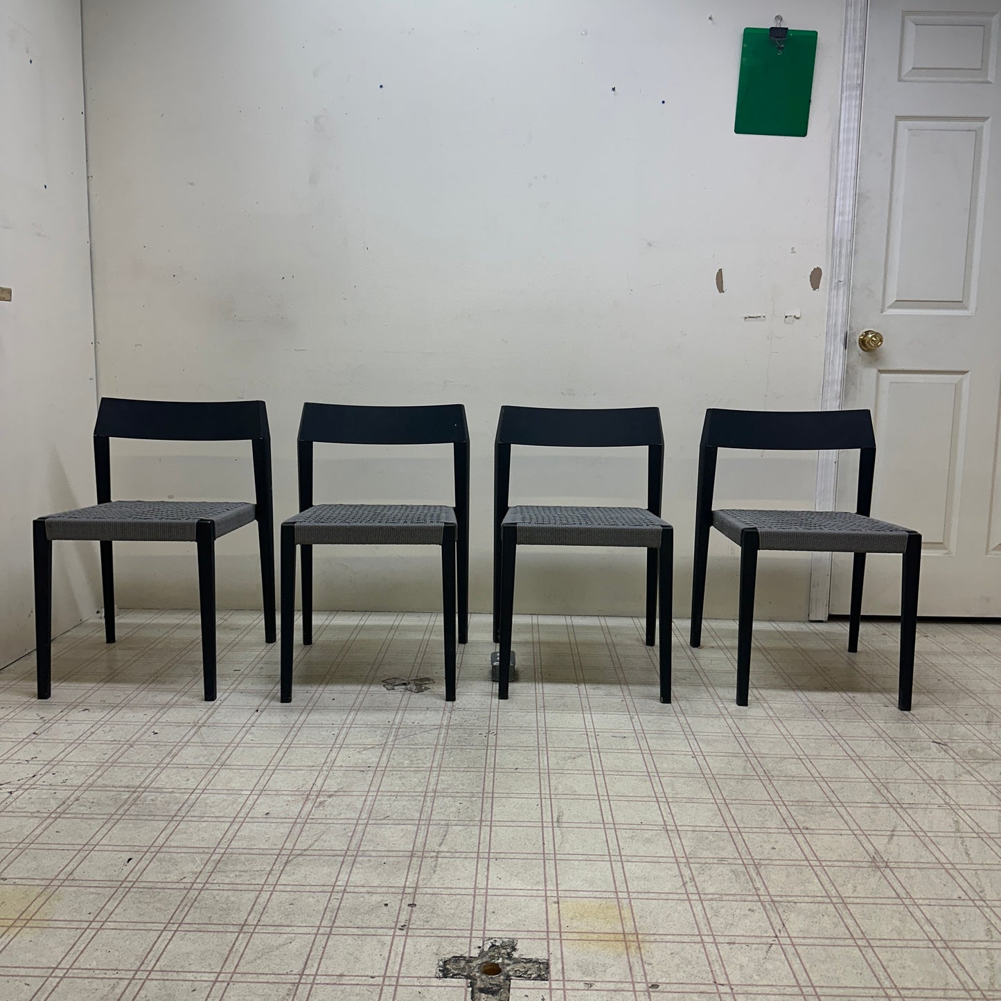 Mid-Century Modern Grey Metal Dining Chairs (x4)
