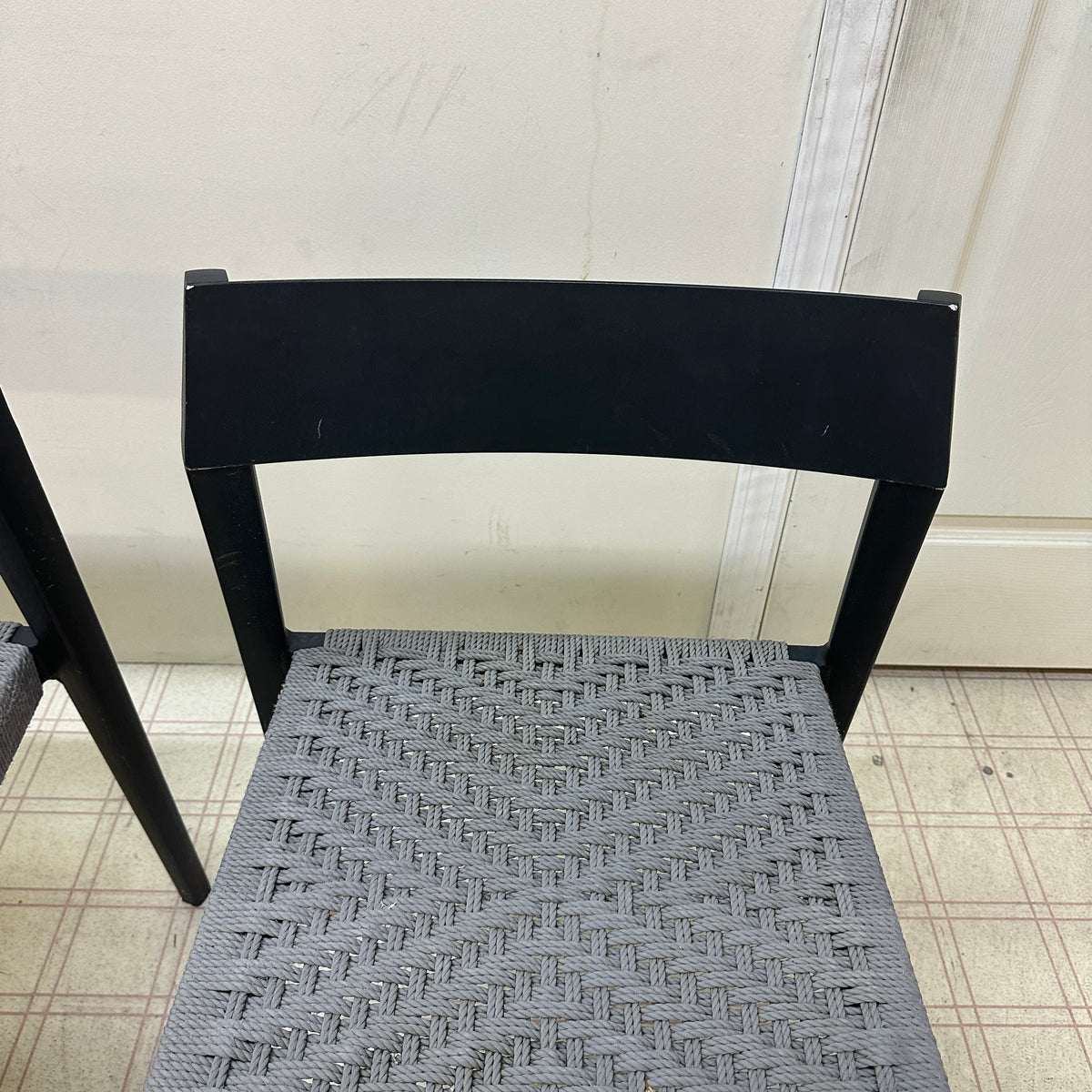 Mid-Century Modern Grey Metal Dining Chairs (x4)