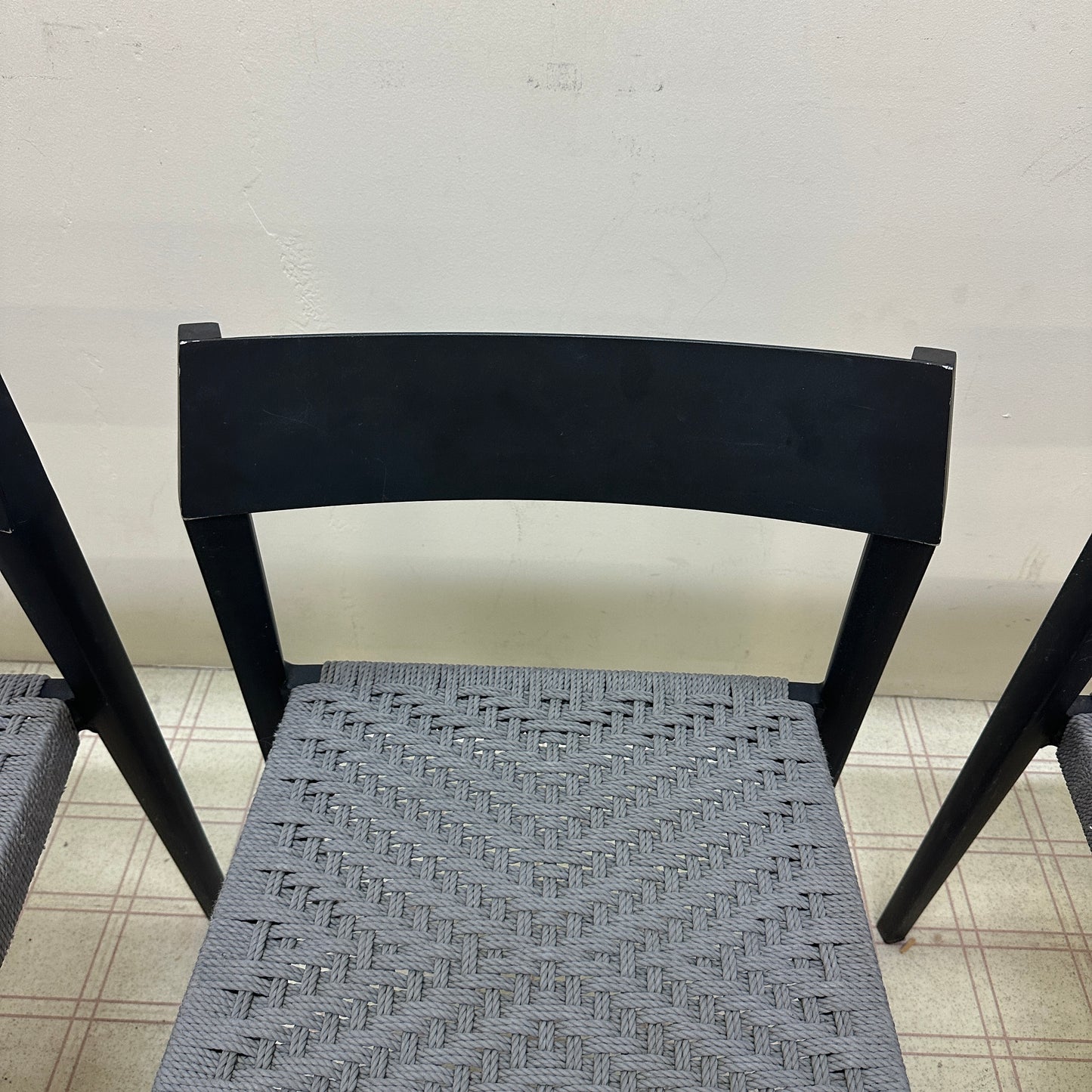 Mid-Century Modern Grey Metal Dining Chairs (x4)