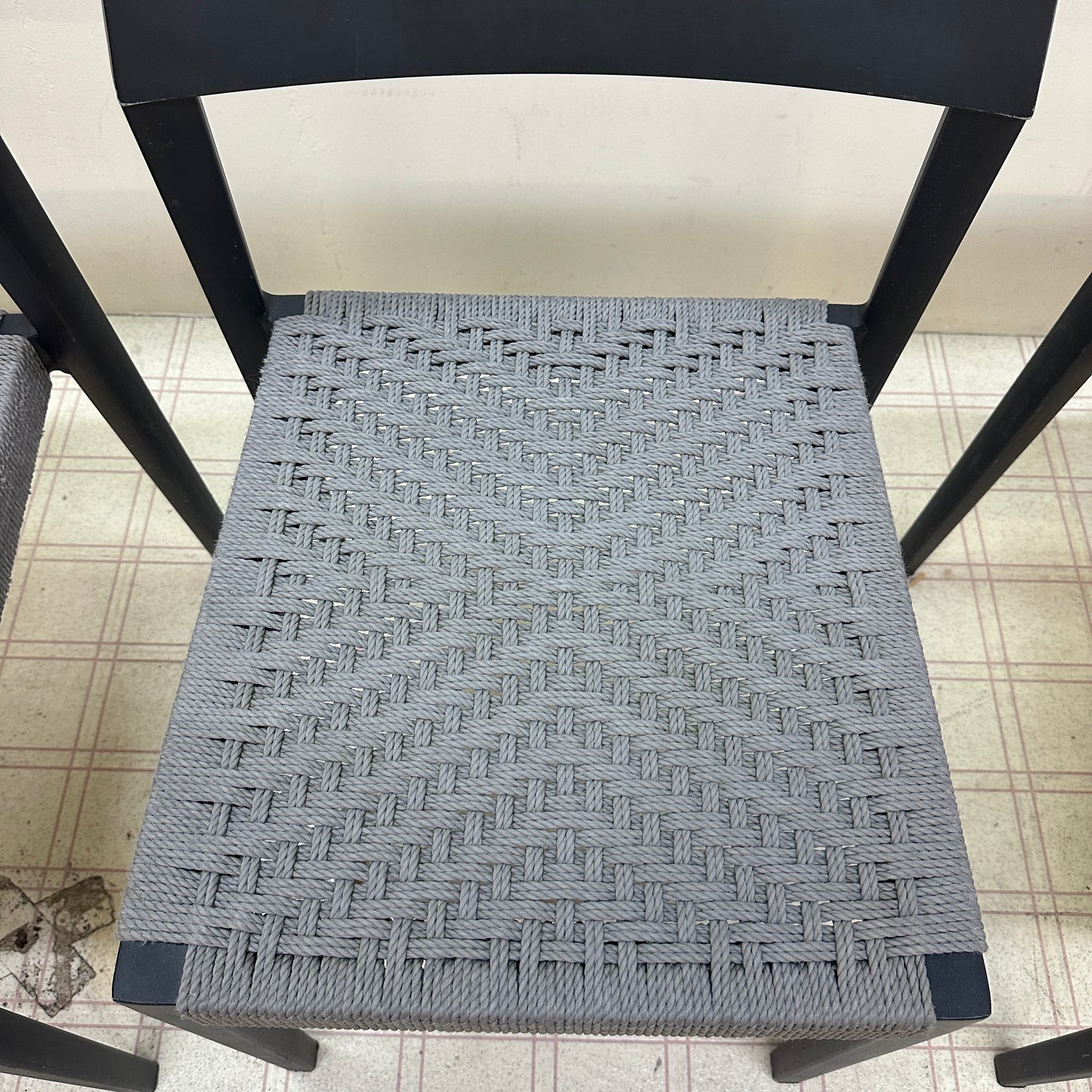 Mid-Century Modern Grey Metal Dining Chairs (x4)