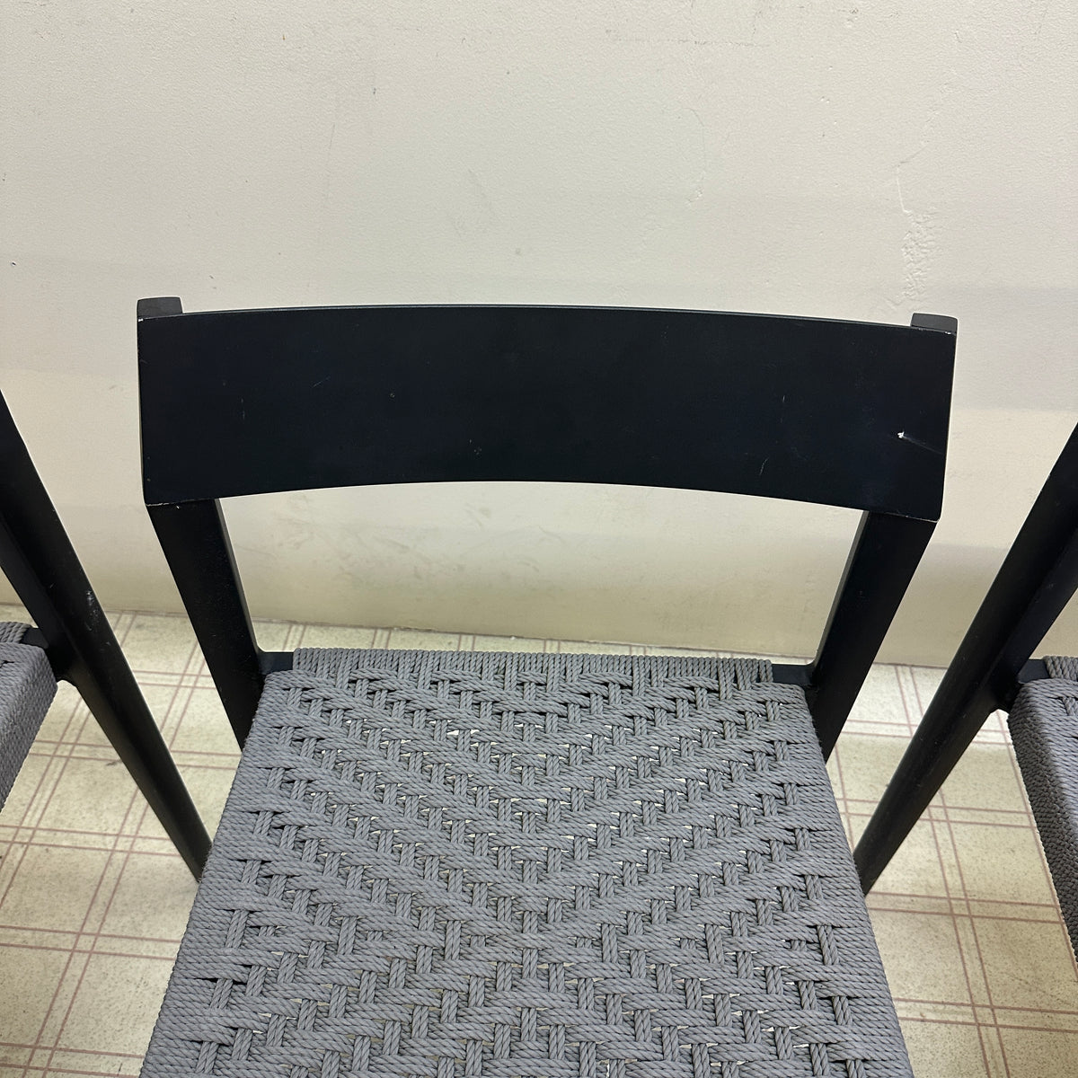 Mid-Century Modern Grey Metal Dining Chairs (x4)