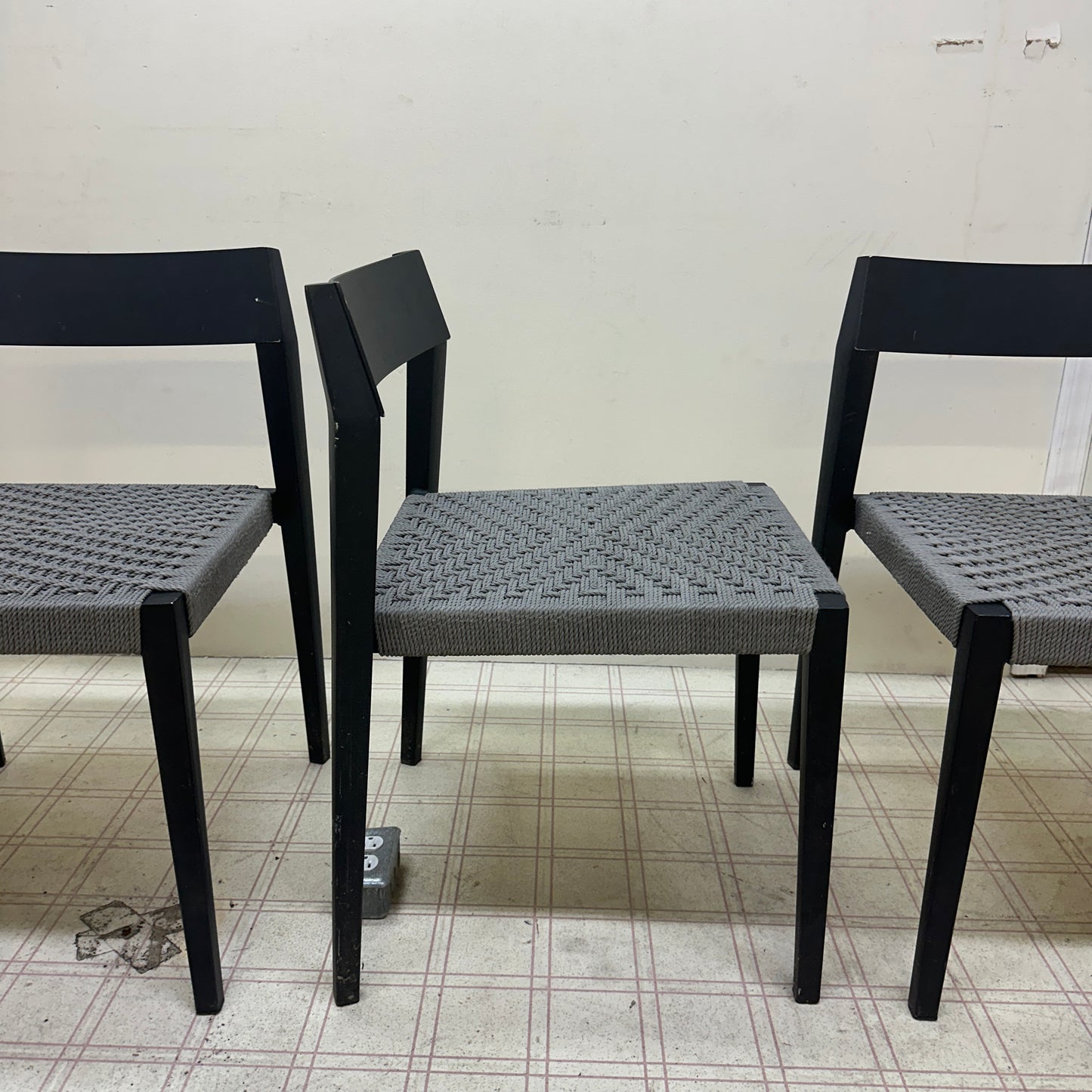 Mid-Century Modern Grey Metal Dining Chairs (x4)