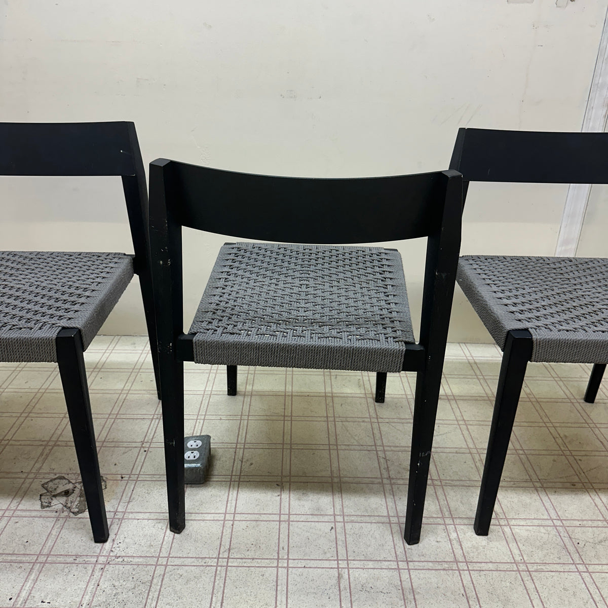 Mid-Century Modern Grey Metal Dining Chairs (x4)