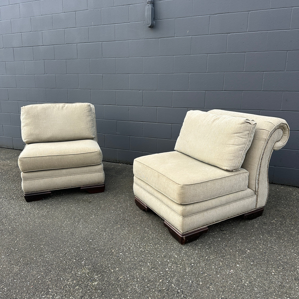 Cream Nailhead Accent Chairs (x2)