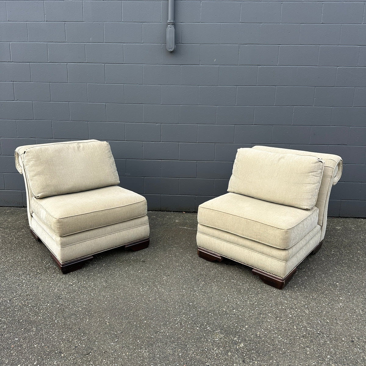 Cream Nailhead Accent Chairs (x2)