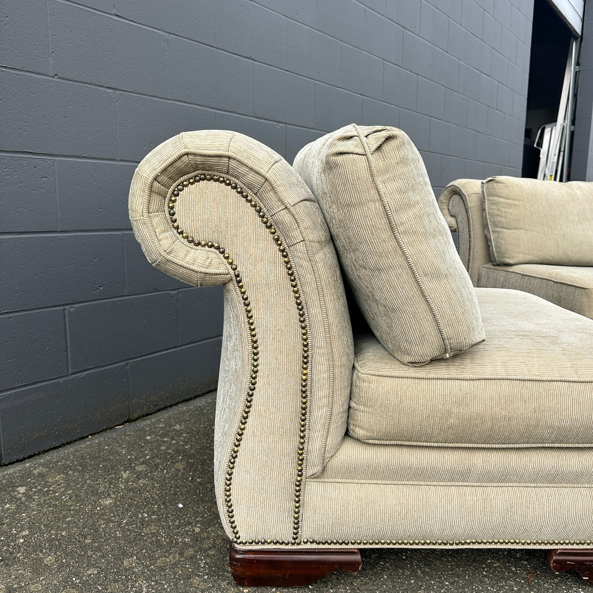 Cream Nailhead Accent Chairs (x2)