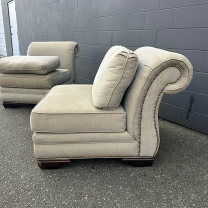 Cream Nailhead Accent Chairs (x2)
