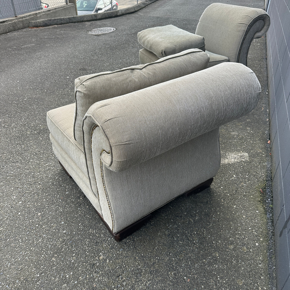 Cream Nailhead Accent Chairs (x2)