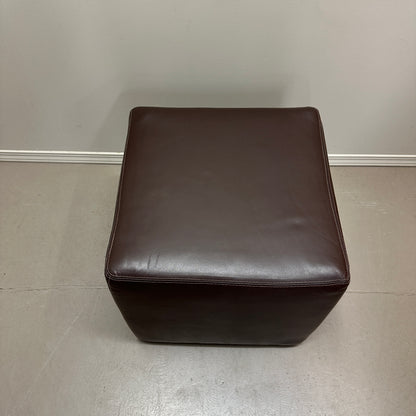 Brown Leather Square Ottoman