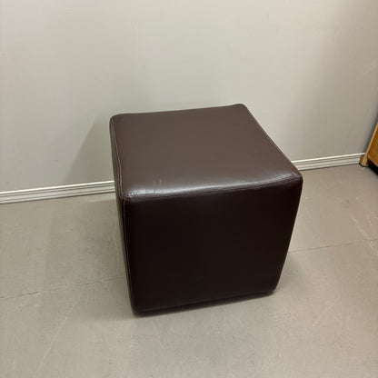 Brown Leather Square Ottoman