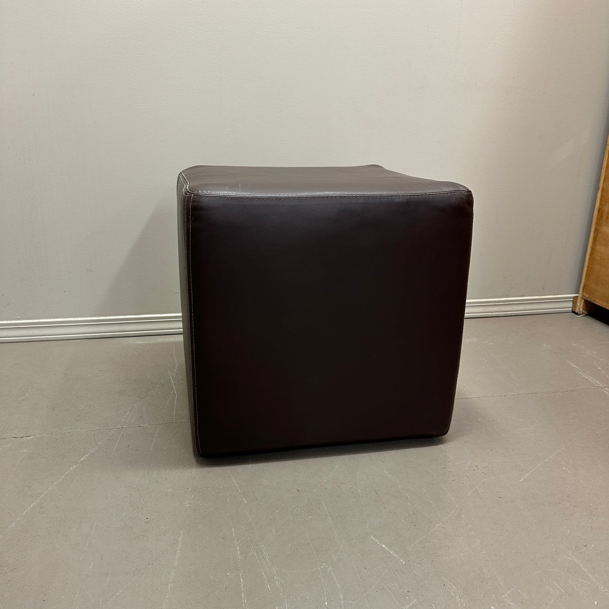 Brown Leather Square Ottoman