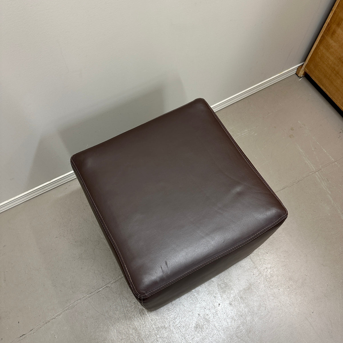Brown Leather Square Ottoman