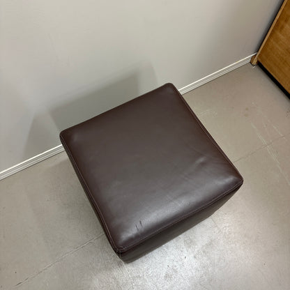 Brown Leather Square Ottoman