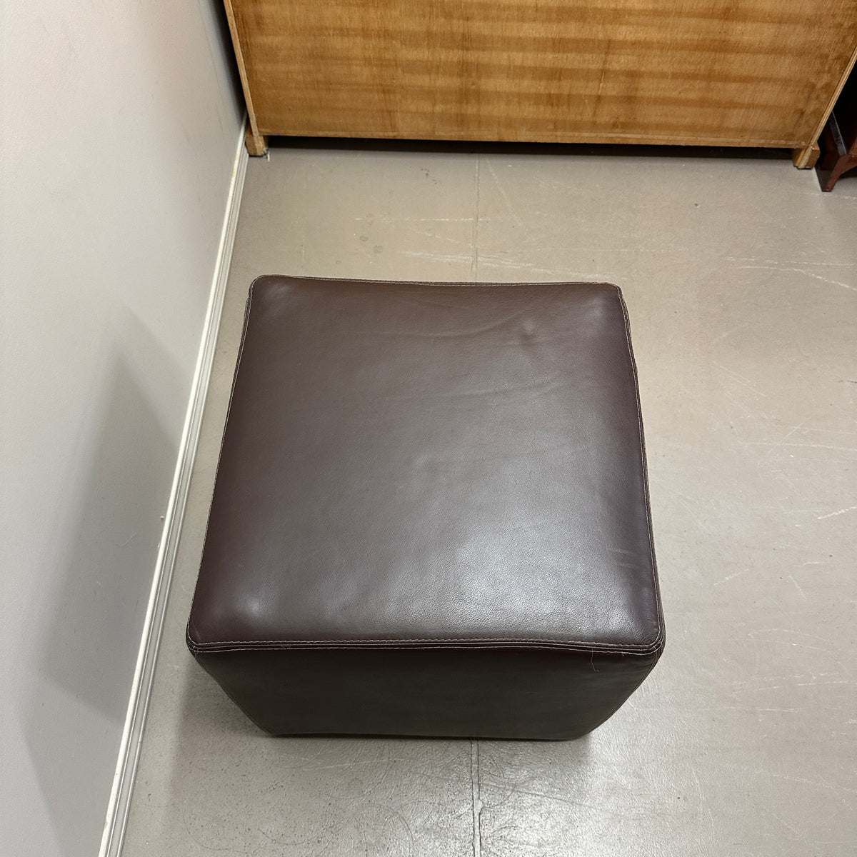 Brown Leather Square Ottoman