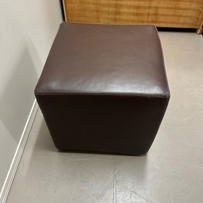 Brown Leather Square Ottoman