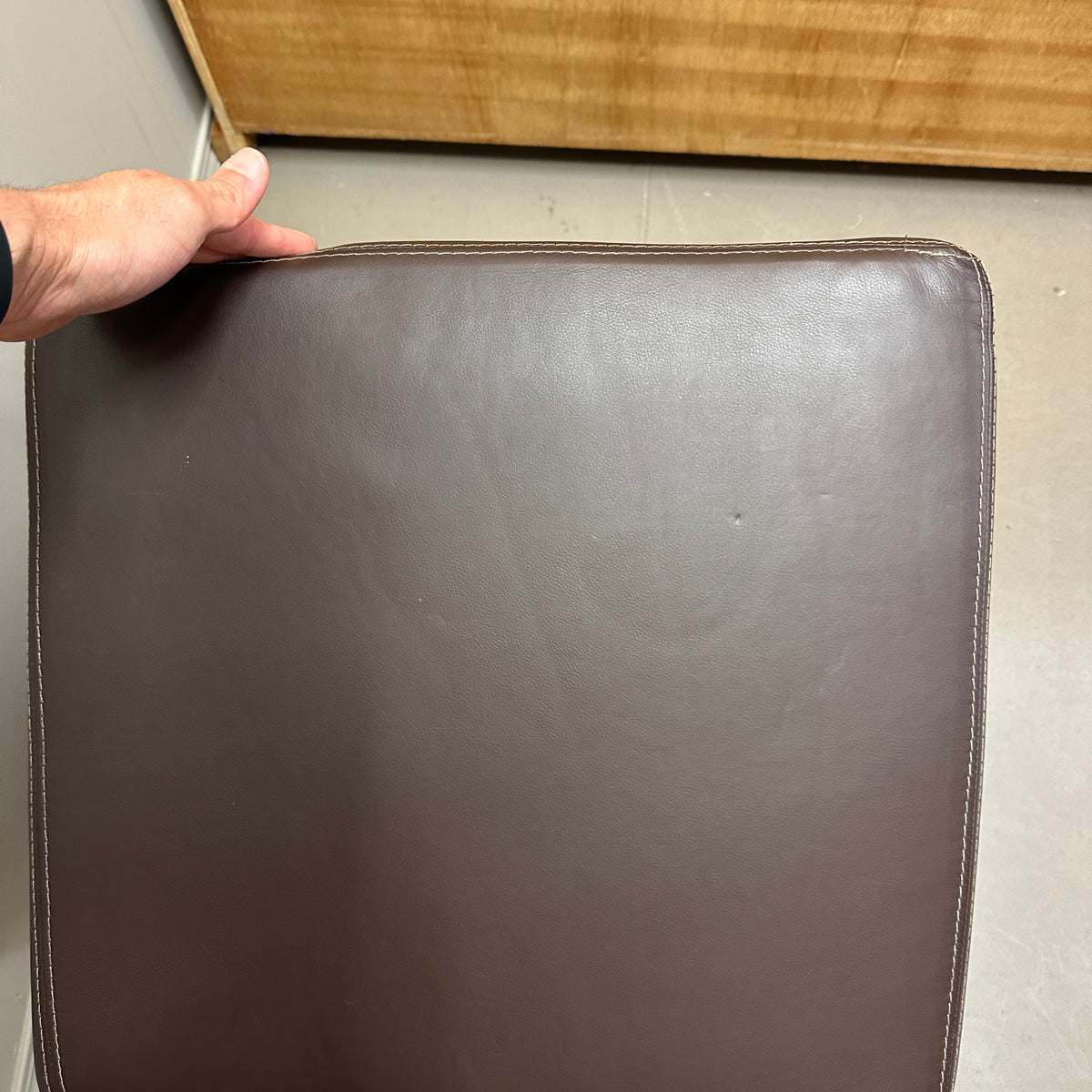 Brown Leather Square Ottoman