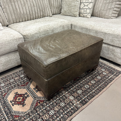 Distressed Leather Ottoman