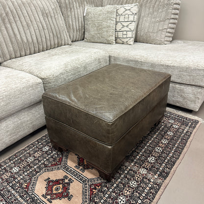 Distressed Leather Ottoman