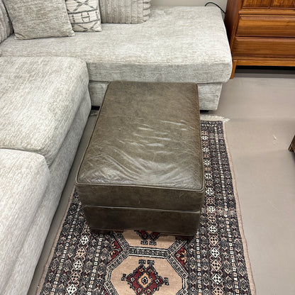 Distressed Leather Ottoman