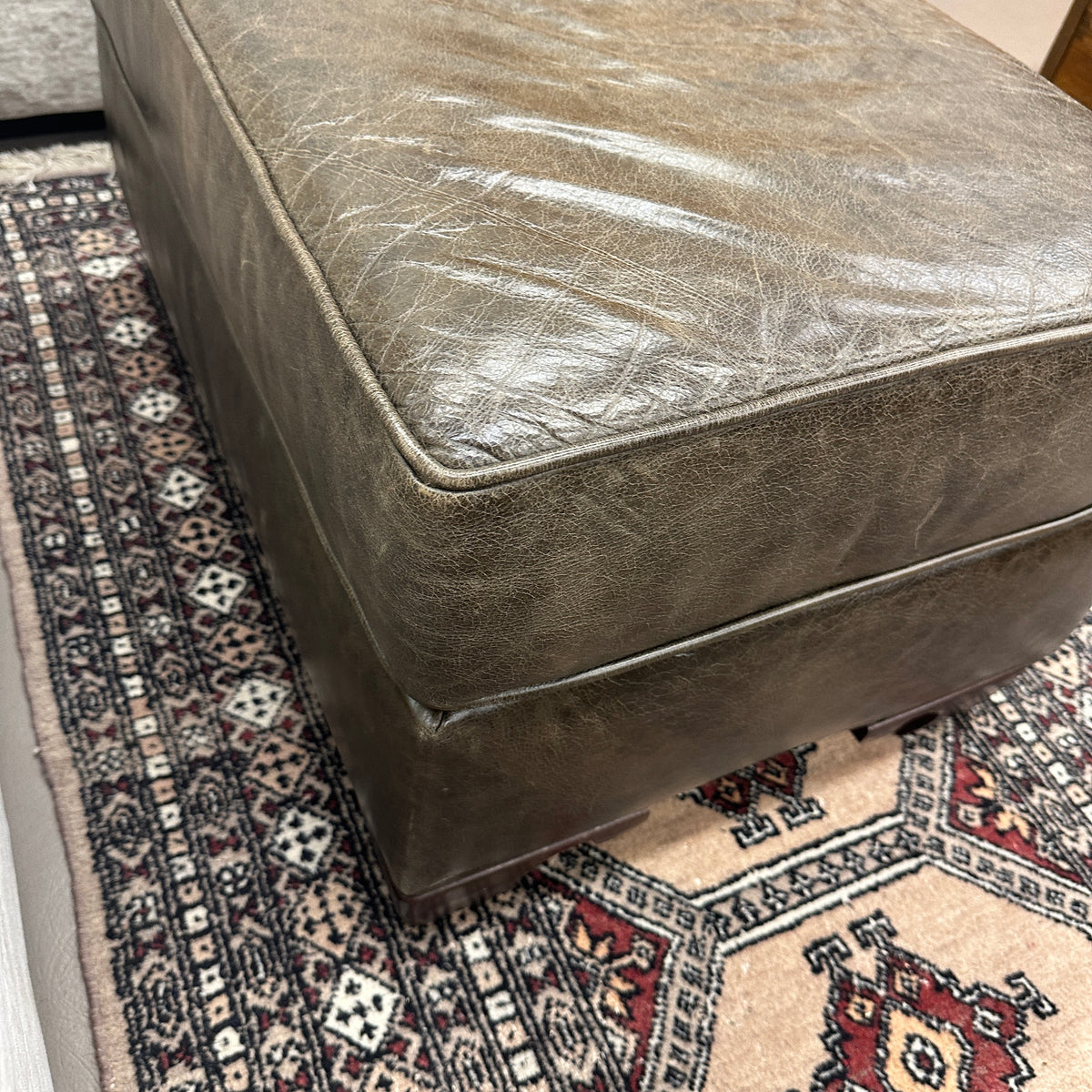 Distressed Leather Ottoman
