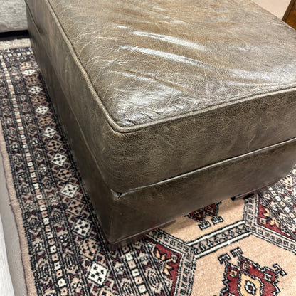 Distressed Leather Ottoman