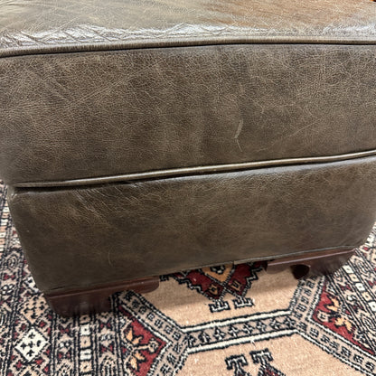 Distressed Leather Ottoman