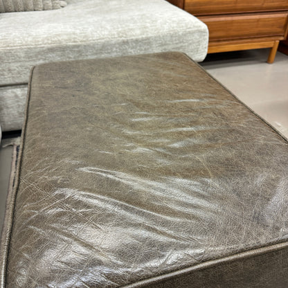 Distressed Leather Ottoman