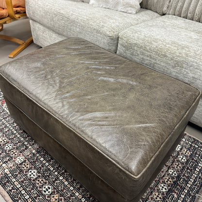 Distressed Leather Ottoman