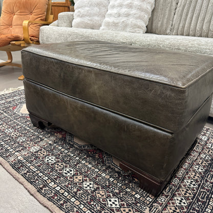 Distressed Leather Ottoman