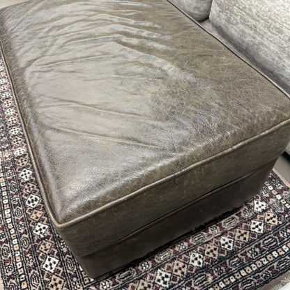 Distressed Leather Ottoman