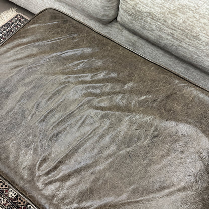 Distressed Leather Ottoman