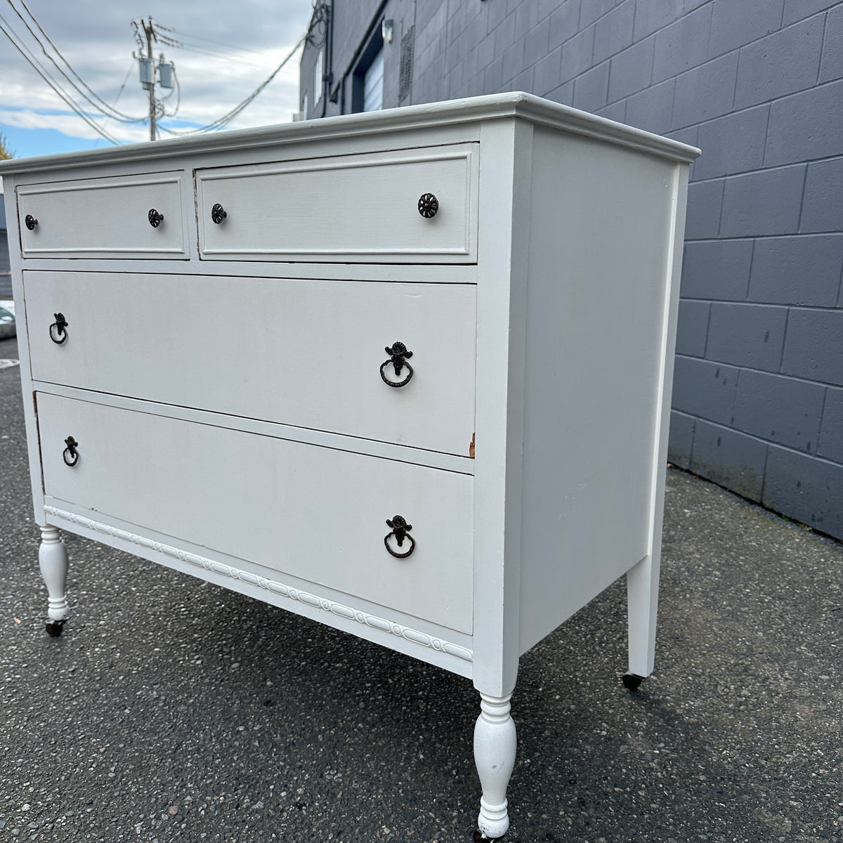 Beach White Antique Dresser