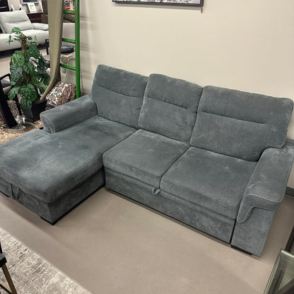 Grey Pull-Out Sleeper Sectional with Storage