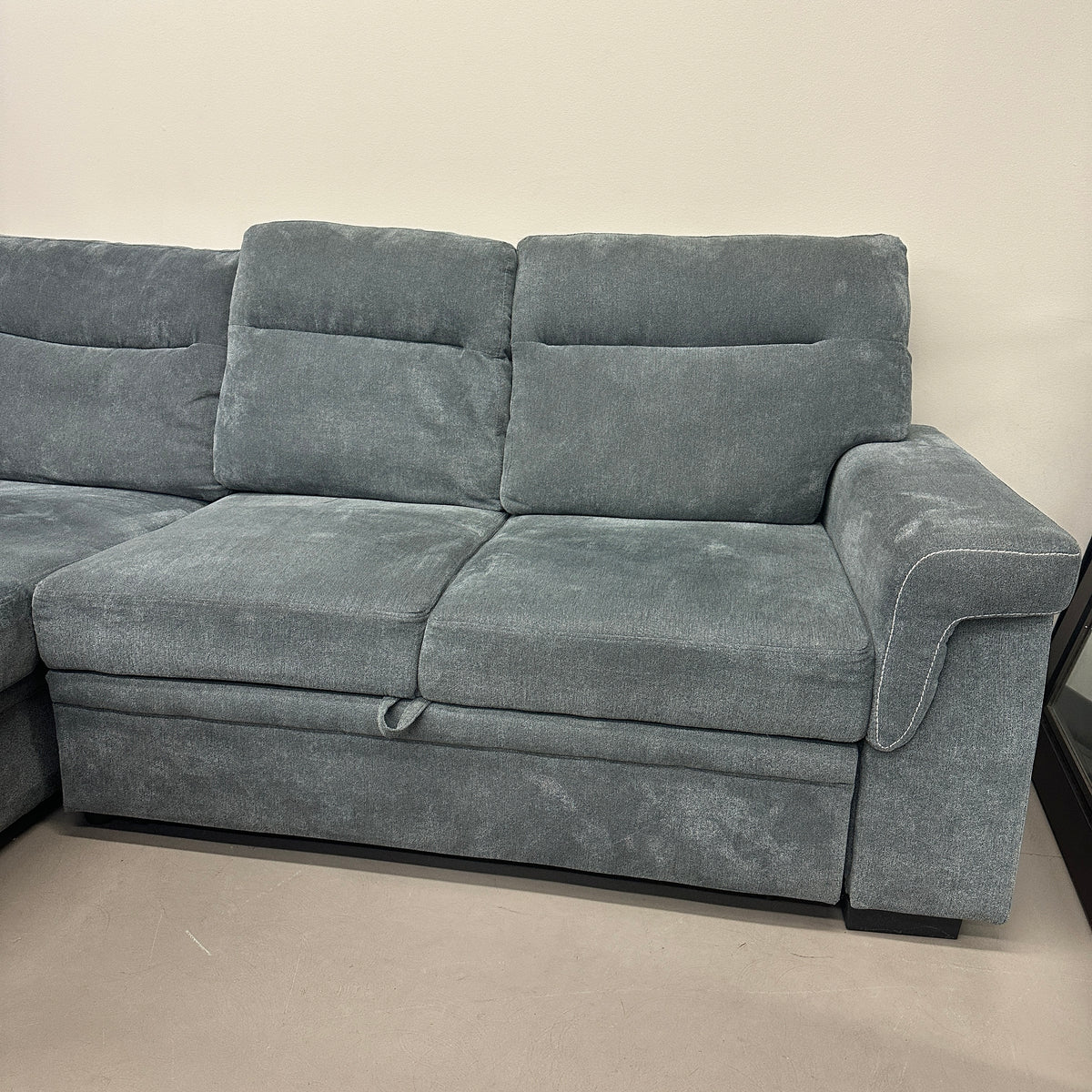 Grey Pull-Out Sleeper Sectional with Storage