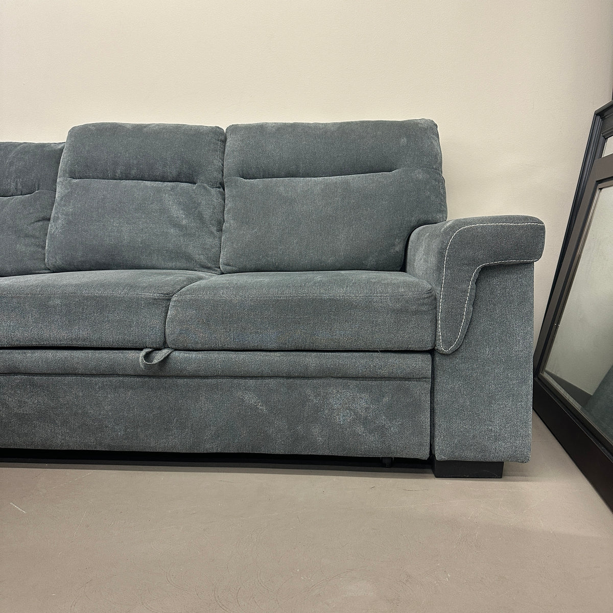 Grey Pull-Out Sleeper Sectional with Storage