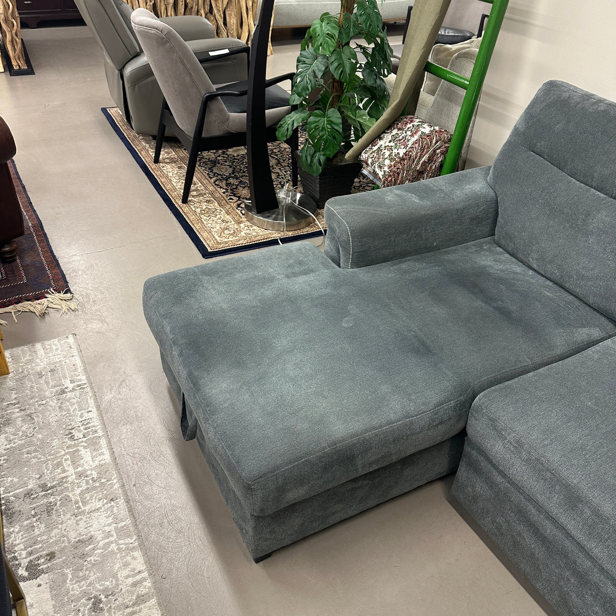 Grey Pull-Out Sleeper Sectional with Storage