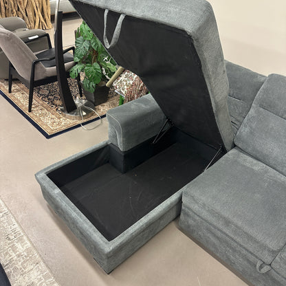 Grey Pull-Out Sleeper Sectional with Storage