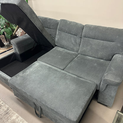 Grey Pull-Out Sleeper Sectional with Storage