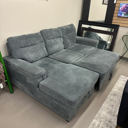 Grey Pull-Out Sleeper Sectional with Storage