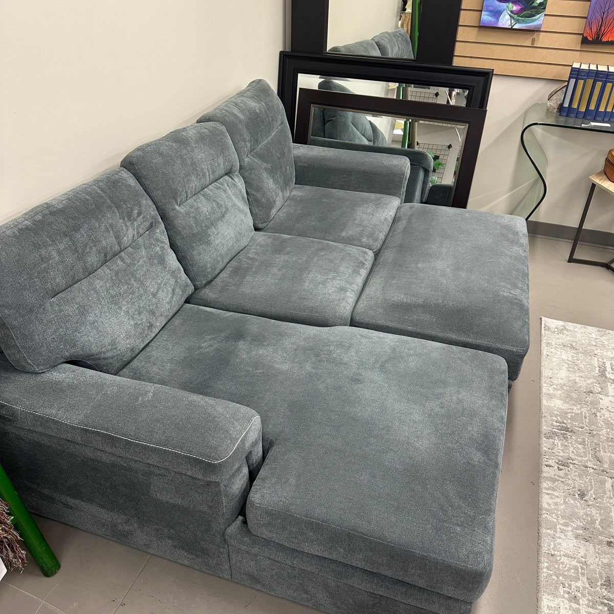 Grey Pull-Out Sleeper Sectional with Storage