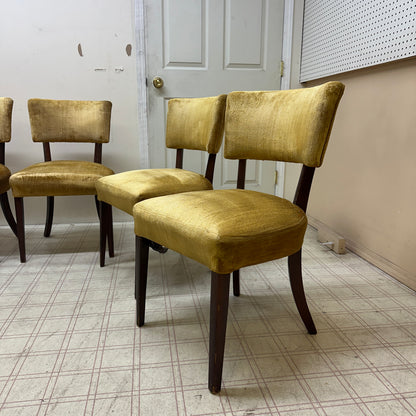 6 Yellow Velvet Vintage Dining Chairs