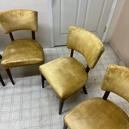 6 Yellow Velvet Vintage Dining Chairs