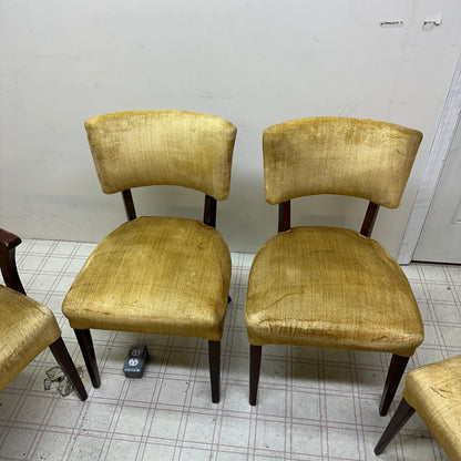 6 Yellow Velvet Vintage Dining Chairs