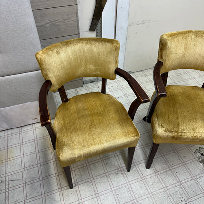 6 Yellow Velvet Vintage Dining Chairs