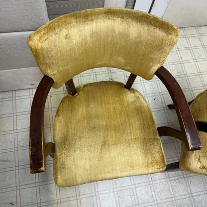6 Yellow Velvet Vintage Dining Chairs