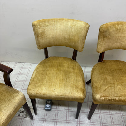6 Yellow Velvet Vintage Dining Chairs