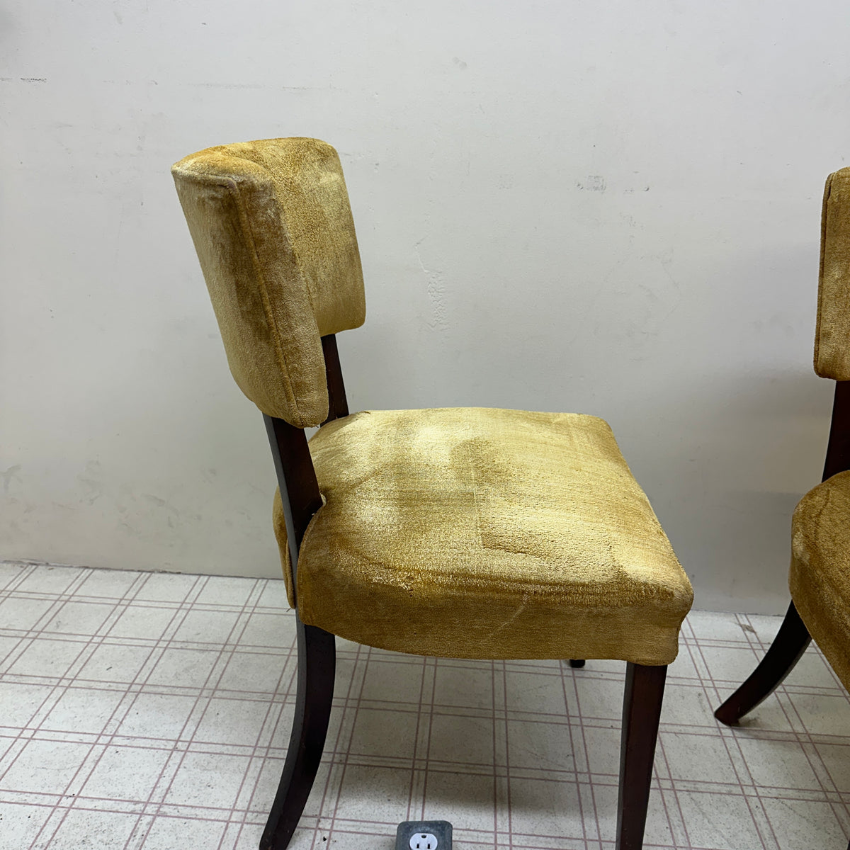 6 Yellow Velvet Vintage Dining Chairs
